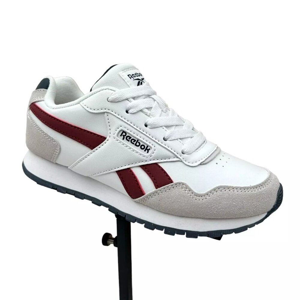 Reebok‎ Youth Boys/Girls Sneaker Size 1 White/Wine/Beige Cushioned Lace up Shoes